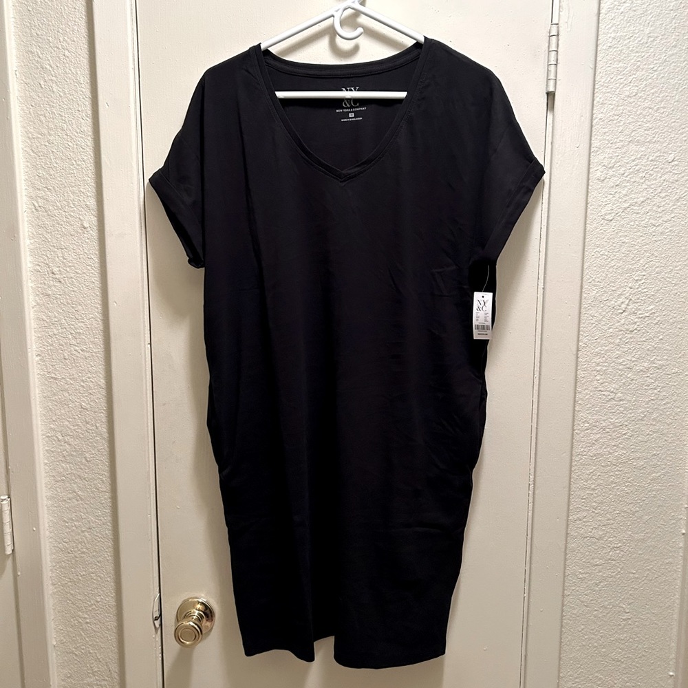 Black T-Shirt Dress with Pockets